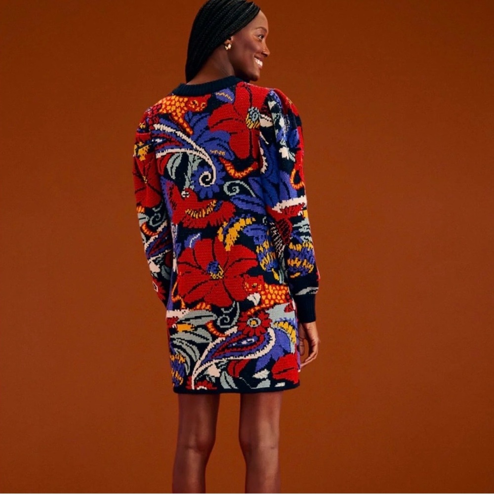 FARM Rio Colorful Floral Macaw Sweater Dress - Picture 3 of 12
